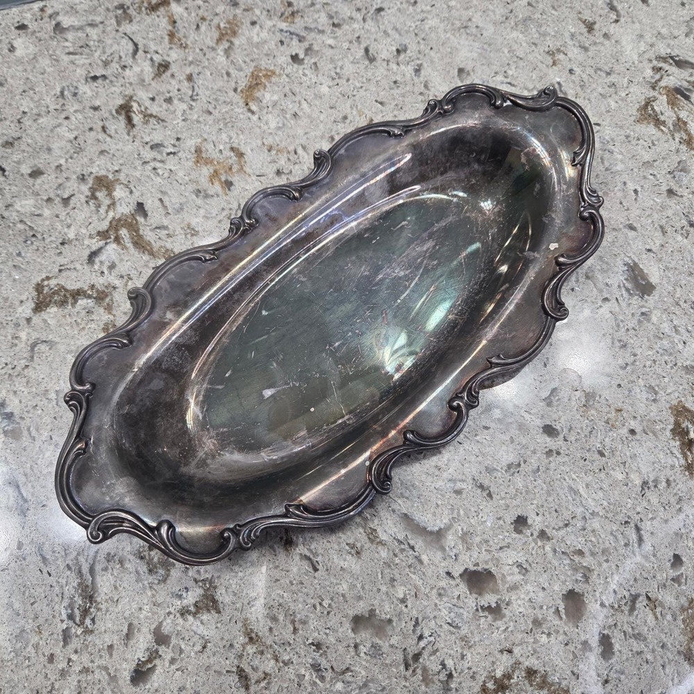 International Silver Co Joanne Silver Plated Bread Tray Celery Dish Vintage 12"